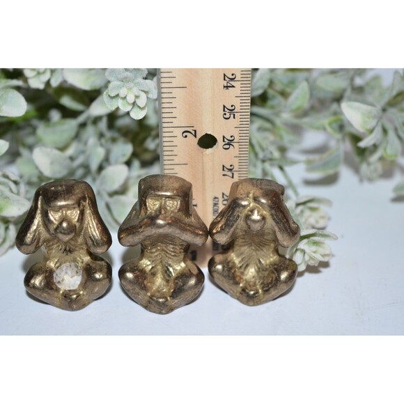 Vtg Brass 3 Wise Monkeys See No Evil Hear Speak  Small - Picture 2 of 5